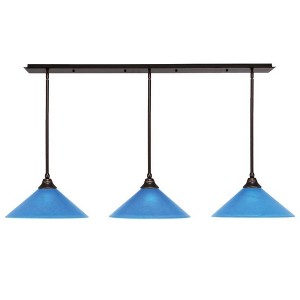 Toltec Lighting Stem 3 - Light Chandelier in  Dark Granite with 16" Blue Italian Shade - 1 of 1