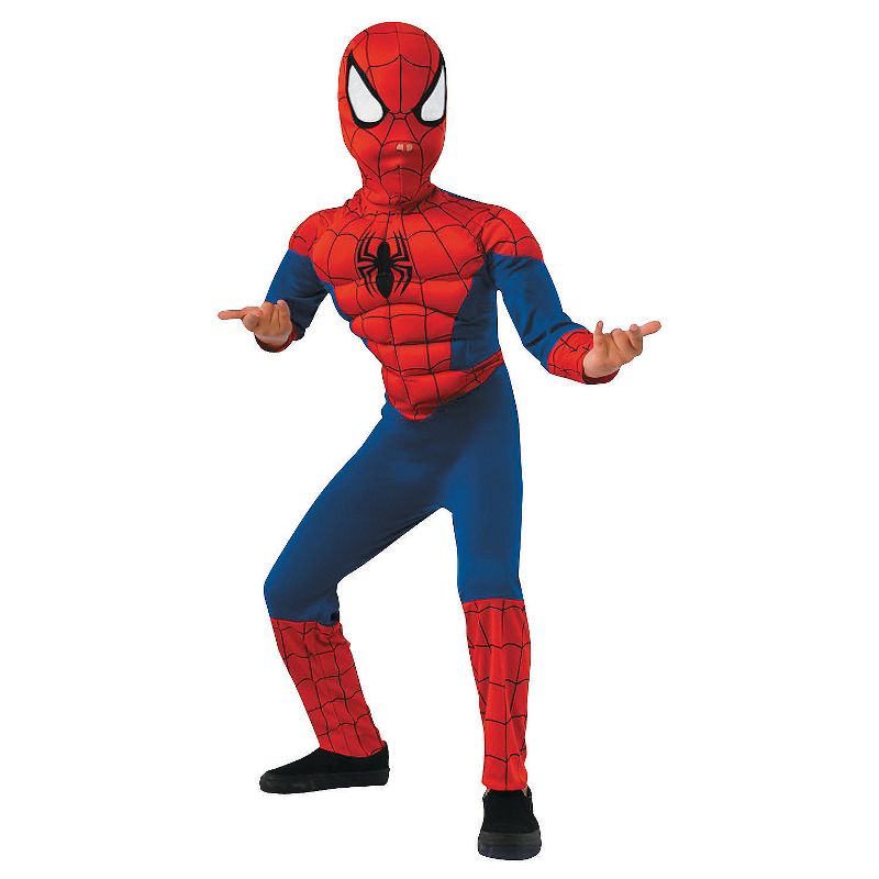 Rubie's Boys' Marvel Deluxe Muscle Chest Spider-Man Costume, 1 of 2