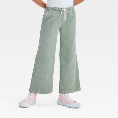 Girls' Mid-Rise Pull-On Wide Leg Denim Pants - Cat & Jack™