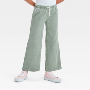 Girls' Mid-Rise Pull-On Wide Leg Denim Pants - Cat & Jack™ - 1 of 3