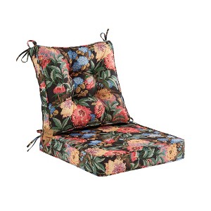 Deep Seat Cushions for Outdoor Furniture,Set of 2,Extra Thick 24"x24"x4",Tufted Low Back 22"x24"x6", Removable Patio Chair Cushions, Floral - 1 of 4