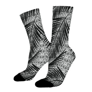 Dsane Black Palm Leaves Women Printed Crew Socks Funny Funky Socks Soft Polyester Novelty Gifts for Artists Men - 1 of 4