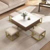 PAGED Square Coffee Tables Set of 5, Modern Lift-Top Side Table and 4 Ottomans, Center Table with Storage for Living Room, Bedroom - 2 of 4