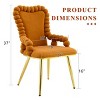 Velvet Dining Chair Set of 2, Upholstered Armrests Chair with Metal Legs, High Back Accent Chairs for Kitchen or Dining Room-Koiai - 4 of 4