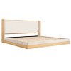 Queen/King Size Upholstered Platform Bed Frame with Headboard, Beige&Natural - ModernLuxe - 4 of 4