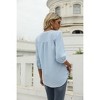 Women's Casual 3/4 Sleeve Henley V-Neck Button Up Pleated Back Blouses Swiss Dot Blouse Tops T-Shirts - 4 of 4