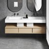 VANIRROR Wall Mount Bathroom Double Sink, 59x18.9" Solid Surface Floating Sink, Rectangle Modern Countertop Vessel Basin for Bathroom Vanity, White - 2 of 4
