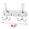 Unique Bargains Stainless Steel 2 Hooks Door Wall Mounted Towel Hooks and Hangers Silver Tone 1 Pc - 2 of 4