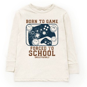 The Juniper Shop SmileyWorld Born To Game Forced To School Youth Long Sleeve Tee - 1 of 4