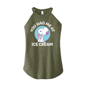 Women's - Peanuts - You Had Me At Ice Cream Graphic High Neck Tank - 1 of 3