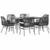 vidaXL Patio Dining Set with Cushions Outdoor Dining Furniture Poly Rattan Glass - Black 63" x 31.5" x 29.1" 6 Pieces - 2 of 4