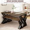 TROPOW Dining Room Table Set with 2 Benches,Dining Table Set for 4,Kitchen Room Table Set with Benches,Dining Room Table Set for Home,Room,Retro - 2 of 4