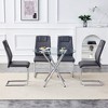 5-Piece Dining Set with Glass Round Table and 4 PU Armless Chairs - 2 of 4