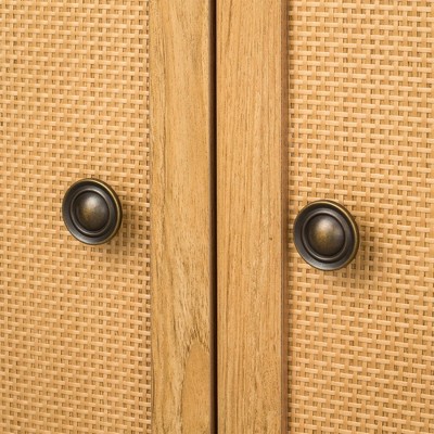 Sango Newcomb Mixed Material Rattan 2-Door Brown Cabinet