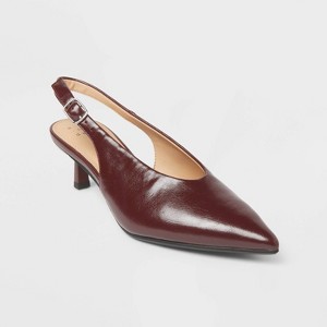 Women’s Samantha Sling Back Kitten Heels – A New Day™ Burgundy - 1 of 4