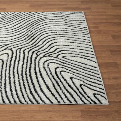 Anthracite Geometric Swirl 5' x 7' Synthetic Area Rug