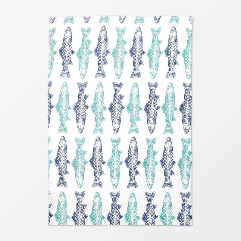 2pk Designer Fish Print Towel Turquoise/Navy - MU Kitchen, 2 of 4