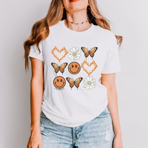 Simply Sage Market S.W.Smiley Butterfly Smiley Face Short Sleeve Tee - 1 of 4