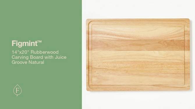 14&#34;x20&#34; Rubberwood Carving Board with Juice Groove Natural - Figmint&#8482;, 2 of 6, play video
