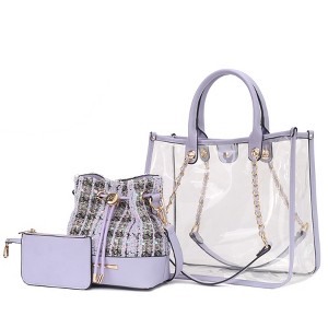 MKF Collection Diva PVC Clear Tote Bag with Tweed Bucket Bag by Mia K - 1 of 4