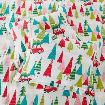 Holly Jolly Multicolor Cotton King/Cal King Duvet Cover Set