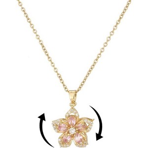 Attop Flower Necklace for Women Rotatable Crystal Silver Blossom Pendant Necklaces Redbud Flower Choker - 1 of 4