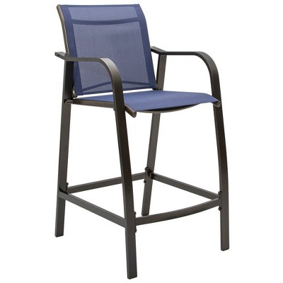 Elegant Navy Blue Textilene Outdoor Counter-Height Bar Stools