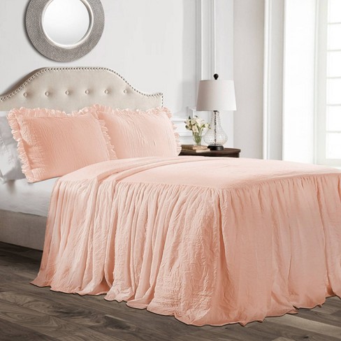 3pc King Ella Lace Ruffle Bedspread Set White - Lush Décor : Target