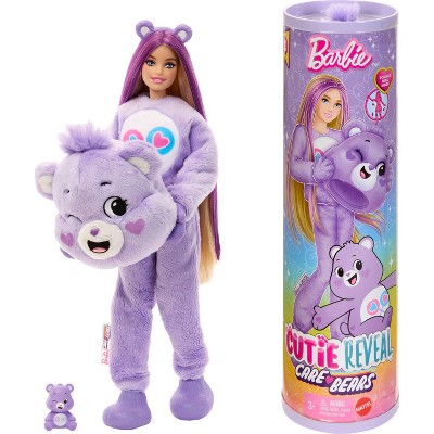 Photo 1 of Barbie 11.5 Cutie Reveal Doll  Accessories in Share Bear Plush Costume Purple Hair/Blue Eyes with 10 Surprises