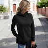 Amaryllis Women's Asymmetrical Button-Detail Cowl Neck Pullover Long Sleeves - 2 of 4