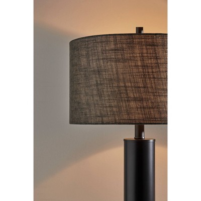Ezra Black Metal Table Lamp with Crystal Base and Drum Shade