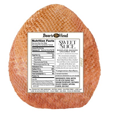 Sweet Slice Boneless Smoked Uncured Ham Service Deli - Half