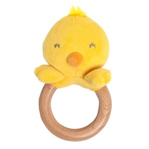 Pearhead Wooden Plush Teether - Easter Chick - 1 of 4