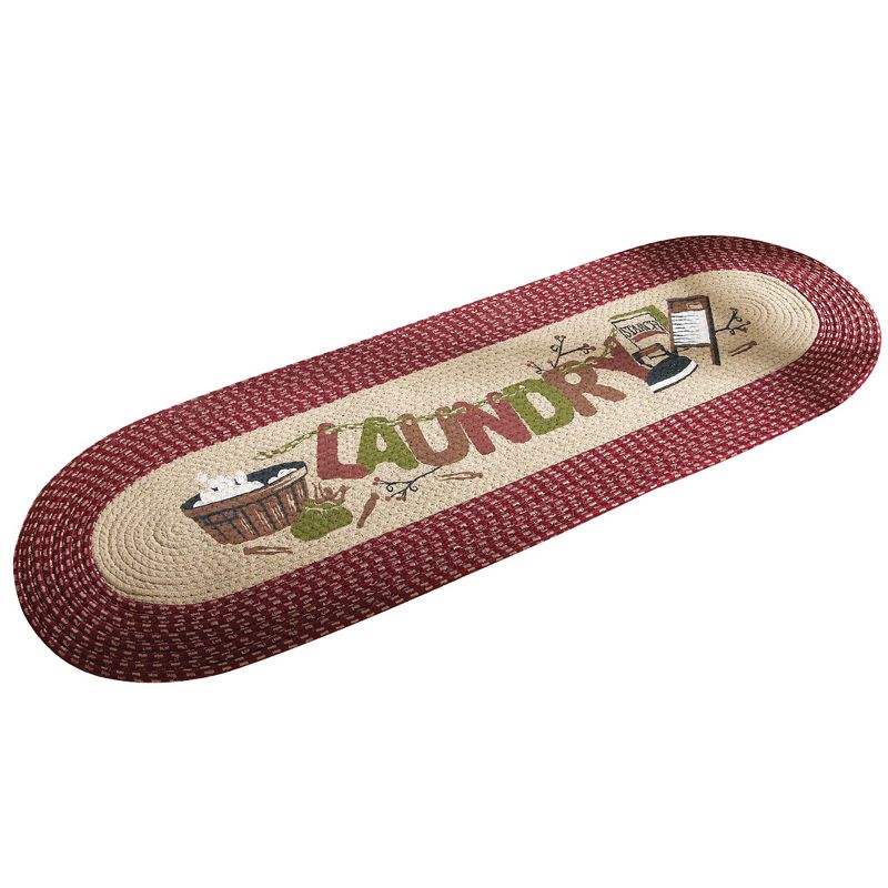 Collections Etc Vintage Laundry Room Decorative Braided Runner 48" x 20", 1 of 6