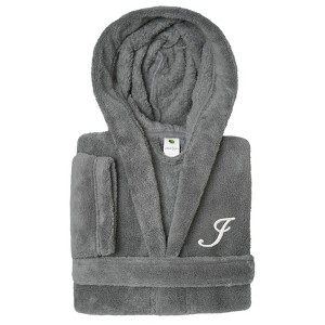 Personalized Linum Kids 100% Polyester SUPER PLUSH Double Brushed Hooded Bathrobe in White Script Font - 1 of 3