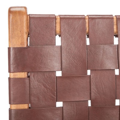 Cognac and Natural Woven Leather Side Chairs, Set of 2