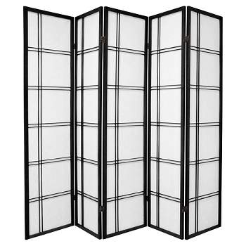 6 ft. Tall Double Cross Shoji Screen - Black (5 Panels)