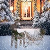 Coffee-Colored Lighted Reindeer with Sleigh Outdoor Christmas Yard Decoration - 3 of 4