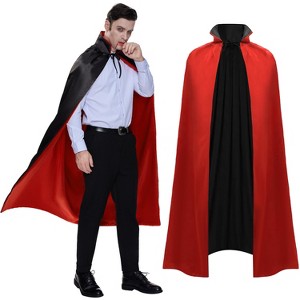 Joyfy Adult Unisex Vampire with Cape and Tattoo Scar,Halloween Cosplay Dress Up Party Supplies,Red And Black Cape Halloween Costumes - 1 of 4
