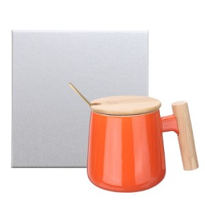 Unique Bargains Ceramic Handmade Simple Wooden Handle Coffee Mug Set - 1 of 4