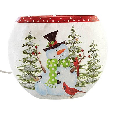 Stony Creek Snowman With Scarf Lighted Vase - One Lighted Vase 12.0 Inches  - Snowflakes Christmas - Emr1302 Ear Muff - Glass - Multicolored : Target