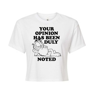Women's - Garfield - Your Opinion Has Been Duly Noted Cropped Graphic T-Shirt - 1 of 4