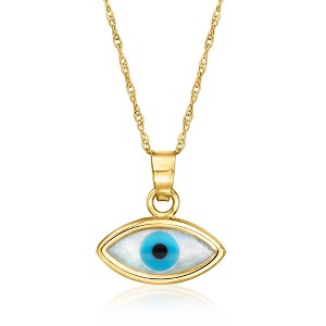 Pure Collection by Ross-Simons Multicolored Mother-Of-Pearl Evil Eye Pendant Necklace in 14kt Yellow Gold - 1 of 3