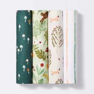 Flannel Baby Blanket Fauna - Green/White/Pink - 4pk - Cloud Island™ - 1 of 3