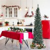Green Artificial Pencil Christmas Tree with PVC Branches, Realistic Pine Cones, Foldable Metal Stand, Slim Space-Saving Design for Holiday Décor - 4 of 4