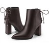 BLISSFUL STEP Women's Pointed Toe Chunky Heel Back Lace Up Ankle Booties - 2 of 3