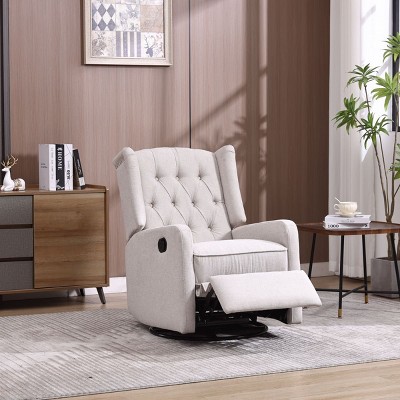 Swivel Rocking Recliner Chair,360° Swivel Nursery Rocking Chair,Glider Chair,Modern Small Rock Swivel Recliner Chair Home Theater Seat-Cuddlewood