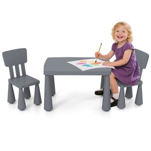 Tangkula Kids Table & 2 Chairs Set Toddler Activity Play Dining Study Desk Gray - 1 of 4