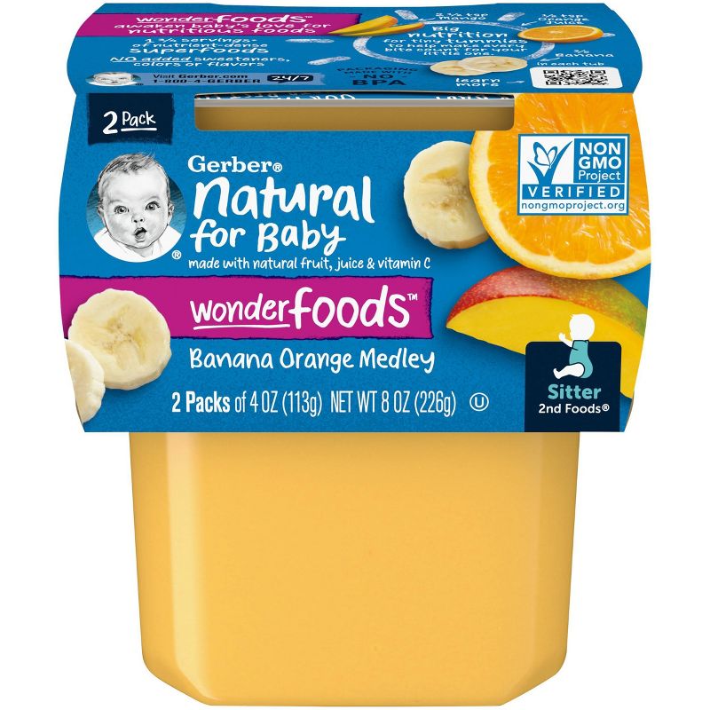 Gerber Sitter 2nd Foods Banana Orange Medley Baby Meals - 2ct/8oz, 1 of 10