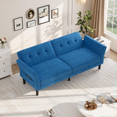 89" Futon Sofa Bed, Convertible Sleeper Sofa with Adjustable Backrest & Armrest, Modern Loveseat Sleeper